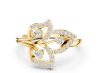 Pave Leaf Wrap Ring - Gold