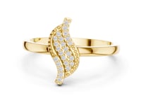 Pave Willow Leaf Ring - Gold