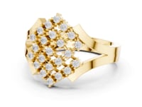 Openwork Diamond Lattice Cluster Ring - Gold