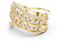 Multi-Row Crossover Rail Ring - Gold