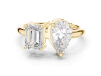 Emerald and Pear Toi et Moi Ring - Gold