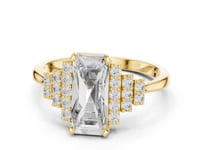 Emerald Graduated Pave Steps Engagement Ring - Gold