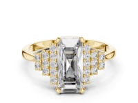 Emerald Graduated Pave Steps Engagement Ring II - Gold
