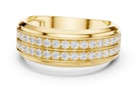 Two-Row Pave Dome Band for Him - Gold