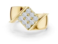 Tilted Grid Diamond Cluster Ring for Him - Gold