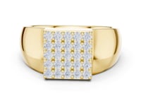 Square Grid Diamond Signet Ring for Him - Gold