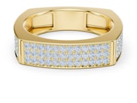 Square Pave Panel Ring for Him - Gold