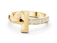 T-Bar Pave Open Ring for Him - Gold