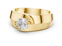 Round Swirl Seat Solitaire Ring for Him - Gold