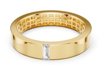 Single Baguette Flat Band for Him - Gold