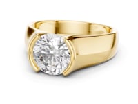 Round Semi-Bezel Solitaire Ring for Him - Gold