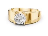 Round Prong Wide Taper Ring for Him - Gold