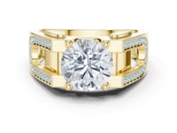 Round Horseshoe Pave Ring for Him - Gold