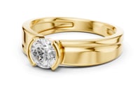 Round Half Bezel Rail Ring for Him - Gold
