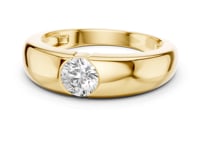 Round Flush Dome Band Ring for Him - Gold