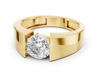Round Diamond Tension Ring for Him - Gold