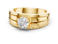 Round Diamond Split-Groove Solitaire for Him - Gold