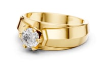 Round Diamond Step-Rail Solitaire for Him - Gold