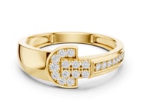 Round Diamond Cluster Seal Ring for Him - Gold