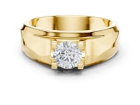Round Diamond Cradle Solitaire for Him - Gold