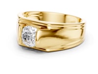 Round Diamond Bar-Set Solitaire Band for Him - Gold