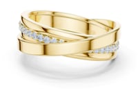 Round Crossover Diamond Band for Him - Gold