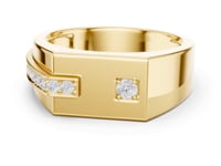 Round Corner Channel Signet Ring for Him - Gold