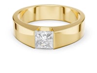 Princess Tension Flat Band Ring for Him - Gold