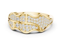 Pave Wave Panel Ring for Him - Gold