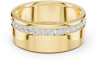 Offset Pave Line Cigar Band for Him - Gold