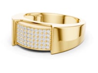 Pave Diamond Plate Band for Him - Gold