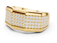 Octagon Pave Signet Ring for Him - Gold