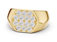 Hexagon Pave Face Dome Ring for Him - Gold