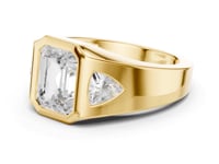 Emerald Bezel Trillion Ring for Him - Gold