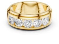 Channel Five Stone Grooved Band for Him - Gold