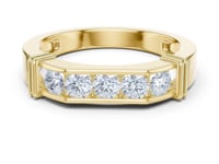 Channel Peak Five Stone Ring for Him - Gold