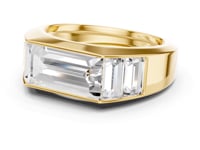 Baguette Channel Signet Ring for Him - Gold
