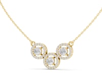 Trinity Halo Cluster Necklace - Gold
