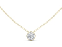 Floral-Basket Round Solitaire Station Necklace - Gold