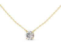 Open-Gallery Round Solitaire Station Necklace - Gold