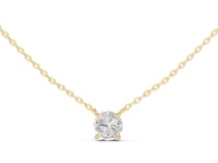 Square-Basket Round Solitaire Station Necklace - Gold