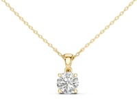 Round Solitaire Pendant Necklace - Gold