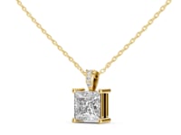 Princess Solitaire Pendant with Accent Bail - Gold