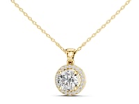Petite Round Halo Pendant - Gold