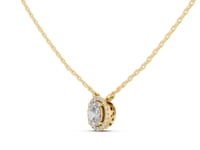 Petite Oval Halo Pendant - Gold