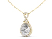 Pear Halo Pendant with Twist Bail - Gold