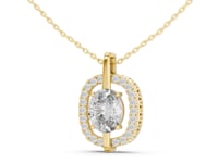 Oval Open Halo Pendant - Gold