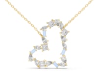 Mixed-Shape Open Heart Pendant - Gold