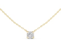Four-Prong Round Station Necklace - Gold