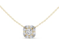 Cushion and Pear Cluster Pendant - Gold
